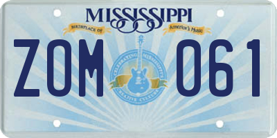 MS license plate ZOM061