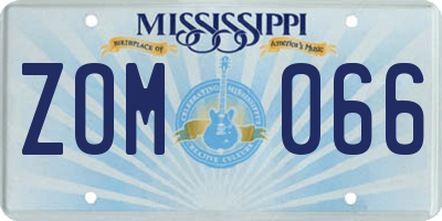 MS license plate ZOM066