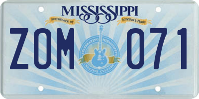 MS license plate ZOM071