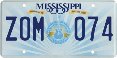 MS license plate ZOM074