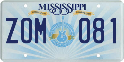 MS license plate ZOM081