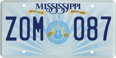 MS license plate ZOM087