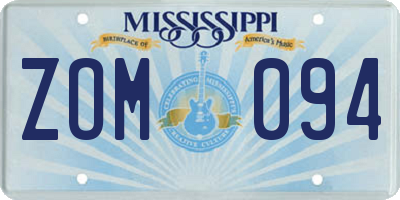 MS license plate ZOM094
