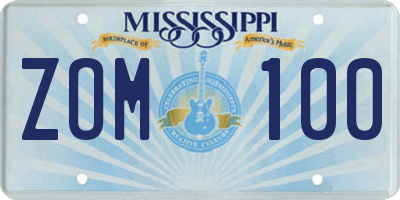 MS license plate ZOM100
