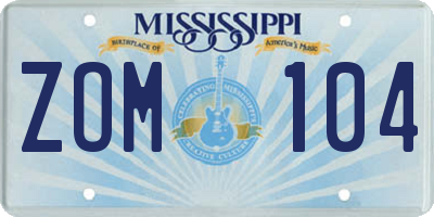 MS license plate ZOM104