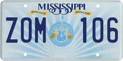 MS license plate ZOM106