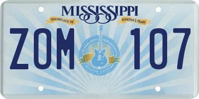 MS license plate ZOM107
