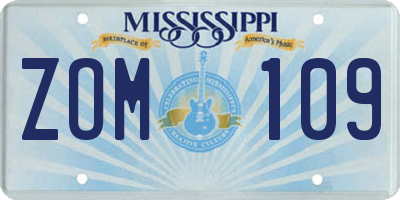 MS license plate ZOM109