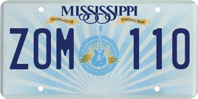 MS license plate ZOM110