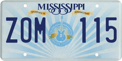 MS license plate ZOM115