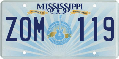 MS license plate ZOM119