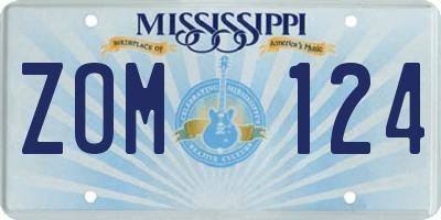 MS license plate ZOM124