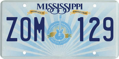 MS license plate ZOM129