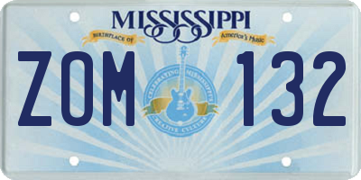 MS license plate ZOM132