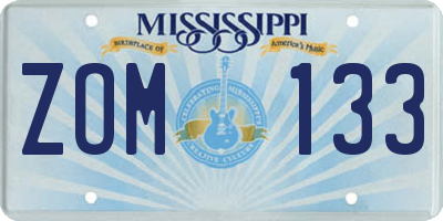 MS license plate ZOM133