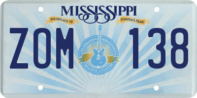 MS license plate ZOM138