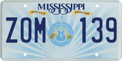MS license plate ZOM139