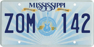 MS license plate ZOM142