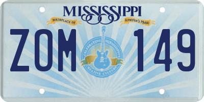 MS license plate ZOM149