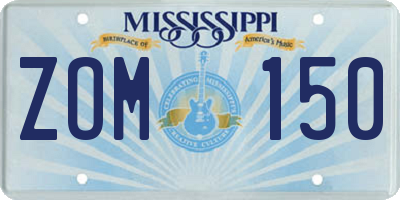 MS license plate ZOM150