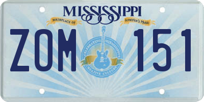 MS license plate ZOM151