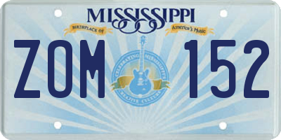 MS license plate ZOM152