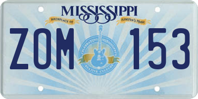 MS license plate ZOM153