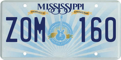 MS license plate ZOM160