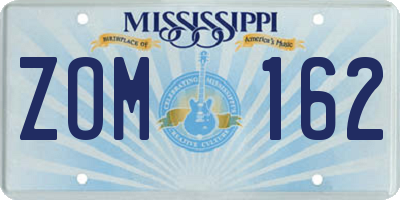 MS license plate ZOM162