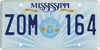 MS license plate ZOM164