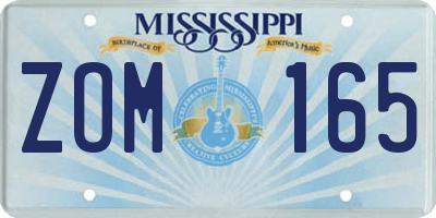 MS license plate ZOM165