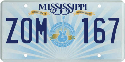 MS license plate ZOM167