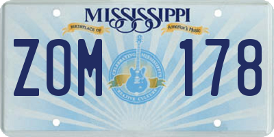 MS license plate ZOM178