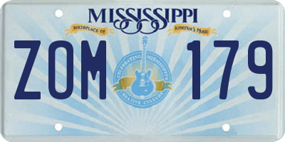MS license plate ZOM179