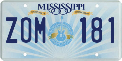 MS license plate ZOM181