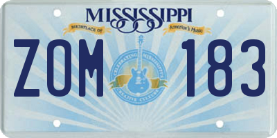 MS license plate ZOM183
