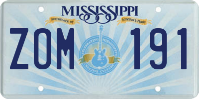 MS license plate ZOM191