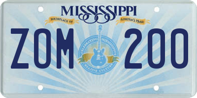 MS license plate ZOM200