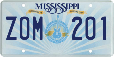 MS license plate ZOM201