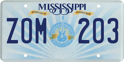 MS license plate ZOM203