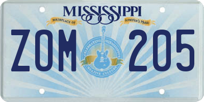 MS license plate ZOM205