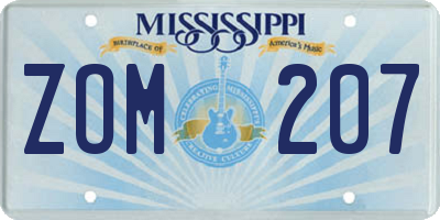 MS license plate ZOM207