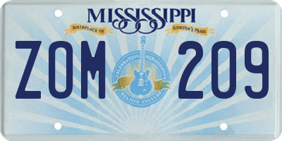 MS license plate ZOM209