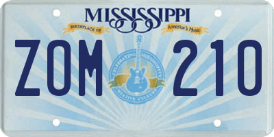 MS license plate ZOM210