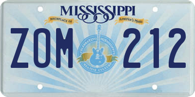 MS license plate ZOM212
