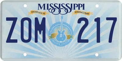 MS license plate ZOM217