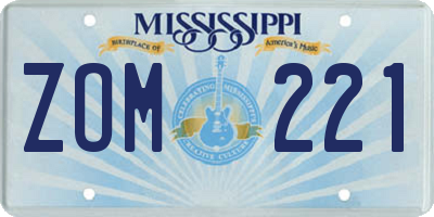 MS license plate ZOM221