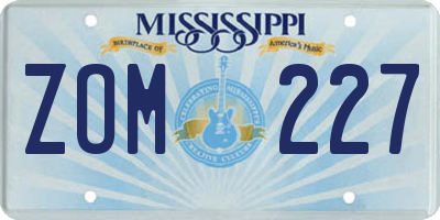 MS license plate ZOM227
