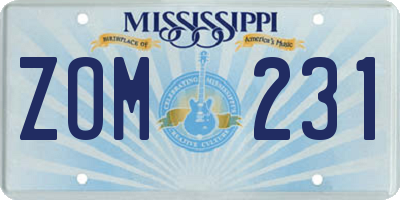 MS license plate ZOM231