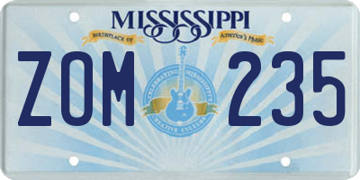 MS license plate ZOM235